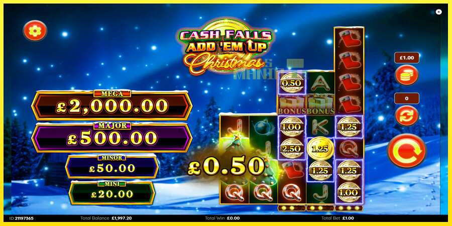 Riktiga pengar med en spelautomat Cash Falls: Add Em Up Christmas, bild 4