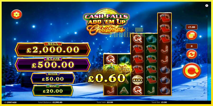 Riktiga pengar med en spelautomat Cash Falls: Add Em Up Christmas, bild 5